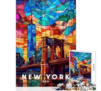 Puzzle pour Adultes 1000 pièces Affiche de New York Jeu Manuel pour Toute la Famille Décoration intérieure Cadeau pour Les Amis et la Famille (50x75cm)