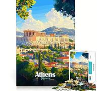 Puzzle pour Adultes 1000 pièces,Affiche de Voyage Athènes Grèce,décoration élégante,Jeu Stimulant pour Les méninges,Cadeau d'anniversaire Artistique (50x75cm)