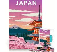 Puzzle pour Adultes 1000 pièces,Affiche de Voyage au Japon,Assemblage Lisse,Jeu Amusant et résolvant des problèmes,idéal pour Un Anniversaire ou Une activité Artistique (38x26cm)
