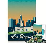Puzzle pour Adultes 1000 pièces Affiche de Voyage de Los Angeles Jeu de Puzzle Amusant et Stimulant pour Les articulations Cadeau d'anniversaire Amusant (38x52cm)