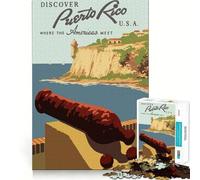 Puzzle pour Adultes 1000 pièces,Affiche de Voyage de Porto Rico,découpe de qualité supérieure,Jeu de réflexion,Divertissement pour Les Moments de détente,décoration Murale de Noël (38x26cm)