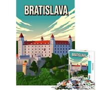 Puzzle pour Adultes 1000 pièces Affiche de Voyage du château de Bratislava Jeu éducatif et Stimulant Cadeau Amusant pour Toute la Famille (Taille 75x50cm)
