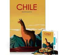 Puzzle pour Adultes 1000 pièces,Affiche de Voyage du Chili,découpe Parfaite,défi Amusant et Intelligent,Jeu paisible,Cadeau Artistique de Noël (50x75cm)
