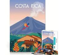 Puzzle pour Adultes 1000 pièces,Affiche de Voyage du Costa Rica,découpe Parfaite,défi Amusant et Intelligent,Jeu paisible,Cadeau Artistique de Noël (38x52cm)