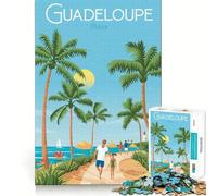 Puzzle pour Adultes 1000 pièces,Affiche de Voyage en Guadeloupe,Art de qualité supérieure,Jouet de Stimulation Cognitive,Jeu Occasionnel,Jeu Amusant pour Un Anniversaire (38x52cm)