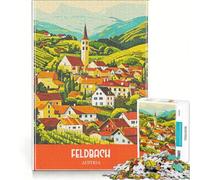 Puzzle pour Adultes 1000 pièces, Affiche de Voyage Feldbach Autriche, Jeu Impossible, Passe-Temps idéal Pendant Les Vacances, Cadeau Unique pour Un Anniversaire ou Noël 38x52cm