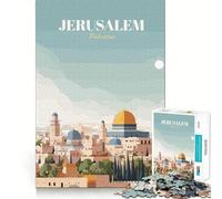 Puzzle pour Adultes 1000 pièces Affiche de Voyage Jérusalem,Palestine Décoration soignée Jeu de logique et d'adresse Jeu Amusant et décontracté Cadeau d'anniversaire (50x75cm)