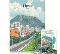 Puzzle pour Adultes 1000 pièces Affiche de Voyage Lima Pérou Assemblage Lisse Amusant Résolution de problèmes Jeu décontracté Idéal pour Un Anniversaire Art et créativité (38x26cm)