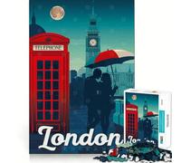 Puzzle pour Adultes 1000 pièces,Affiche de Voyage Londres Royaume-Uni,Assemblage Lisse,Jeu Amusant et résolvant des problèmes,idéal pour Un Anniversaire ou Une activité Artistique (38x26cm)
