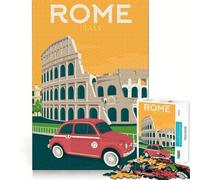 Puzzle pour Adultes 1000 pièces,Affiche de Voyage Rome,découpe Parfaite,défi Amusant et Intelligent,Jeu paisible,Cadeau Artistique de Noël (38x26cm)