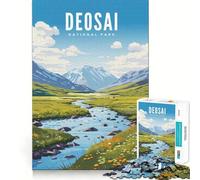 Puzzle pour Adultes 1000 pièces,Affiche du Parc National de Deosai,Art aux Bords précis,Exercice Mental,Jeu Amusant et Calme,activité d'anniversaire (38x52cm)