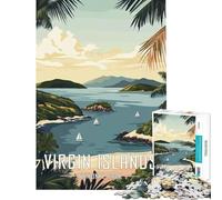 Puzzle pour Adultes 1000 pièces Affiche du Parc National des îles Vierges Décoration Murale pour Anniversaire Noël Jouet À partir de 14 Ans (38x26cm)