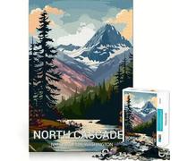 Puzzle pour Adultes 1000 pièces,Affiche du Parc National des North Cascades,découpe Parfaite,défi Amusant et Intelligent,Jeu paisible,Cadeau Artistique de Noël (38x52cm)