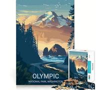 Puzzle pour Adultes 1000 pièces,Affiche du Parc National Olympique,Assemblage Lisse,Jeu Amusant et résolvant des problèmes,idéal pour Un Anniversaire ou Une activité Artistique (38x52cm)