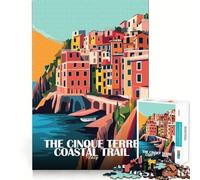 Puzzle pour Adultes 1000 pièces,Affiche du Sentier côtier des Cinque Terre en Italie,décoration aux Bords Nets,Jeu Stimulant pour Les méninges,Moment de détente,Cadeau Artistique de Noël (38x52cm)