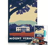 Puzzle pour Adultes 1000 pièces Affiche Mount Vernon Virginie Assemblage Lisse Amusant Résolution de problèmes Jeu décontracté Idéal pour Un Anniversaire ou Une activité Artistique (38x52cm)