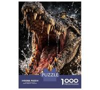 Puzzle pour Adultes 1000 Pièces Aggressive Crocodile with Mouth Open Puzzle pour Adolescents pour S'amuser en Famille, Défi Éducatif, Cadeau d'anniversaire Unique 52x38cm/1000pcs