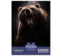 Puzzle pour Adultes 1000 Pièces Aggressive Grizzly Bear Roaring Puzzle pour Adolescents pour S'amuser en Famille, Défi Éducatif, Cadeau d'anniversaire Unique 52x38cm/1000pcs