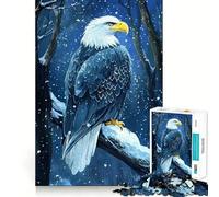 Puzzle pour Adultes 1000 pièces Aigle à tête Blanche en Hiver Jeu de logique Amusant et Facile à Jouer Cadeau Artistique de Noël (38x26cm)