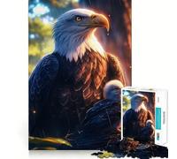 Puzzle pour Adultes 1000 pièces Aigle à tête Blanche et Son Petit Bords impeccables Jeu d'exercice cérébral Amusant Moments de détente Scène de Noël (38x52cm)