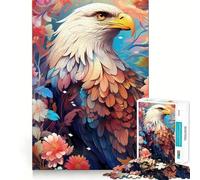 Puzzle pour Adultes 1000 pièces Aigle à tête Blanche Parmi Les Fleurs Découpe précise Jeu d'adresse et de réflexion Détente Cadeau Artistique de Noël (38x26cm)