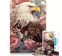 Puzzle pour Adultes 1000 pièces Aigle à tête Blanche Parmi Les Fleurs Jeu de réflexion Amusant et Stimulant,idéal pour Les Moments de détente ou Les Anniversaires (38x52cm)