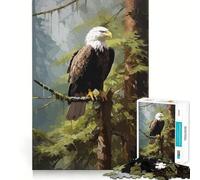 Puzzle pour Adultes 1000 pièces Aigle à tête Blanche sur Une Branche Jeu d'adresse et de réflexion Jeu Gratuit Scène de Noël (50x75cm)