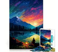 Puzzle pour Adultes 1000 pièces Alaska Camping Pixel Art Découpe Parfaite Jouet Amusant et Stimulant pour l'esprit Jeu paisible Cadeau d'anniversaire Amusant (50x75cm)