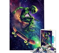 Puzzle pour Adultes 1000 pièces Alien Space Skateboard Jeu éducatif et Stimulant pour 14 Ans et Plus (50x75cm)