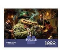 Puzzle pour Adultes 1000 Pièces Alligator Playing Trumpet Puzzle Casse-tête Jeu pour S'amuser en Famille Interaction Parent-Enfant 38x26cm/1000pcs