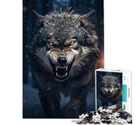 Puzzle pour Adultes 1000 pièces Alpha Wolf Jeu éducatif Jouet d'apprentissage Cadeau de Père Noël Secret améliore la mémoire (Taille 38x26cm)