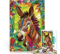 Puzzle pour Adultes 1000 pièces Âne en vitrail Jouets addictifs pour Le défi de l'intelligence cérébrale Décoration d'intérieur 26x38cm