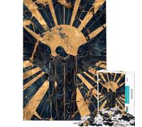 Puzzle pour Adultes 1000 pièces Ange ailé en marbre doré Jeu de précision Cadeau d'anniversaire Unique et Original (Dimensions 38x52cm)