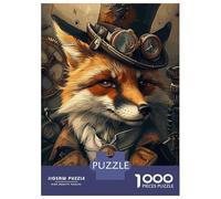Puzzle pour Adultes 1000 Pièces Animal Steampunk Fox Puzzles pour Adultes Cadeau d'anniversaire Difficile Et Stimulant Cadeaux d'anniversaire Uniques 52x38cm/1000pcs