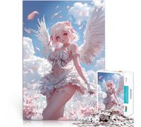 Puzzle pour Adultes 1000 pièces Anime Angel Girl in Bloom Ailes du Ciel Jeux de détente Offrir en Cadeau à Toute la Famille 38x26cm
