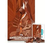 Puzzle pour Adultes 1000 pièces Antelope Canyon Art de Voyage Découpe précise Jeu de réflexion et de détente Cadeau Artistique de Noël (38x52cm)