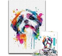Puzzle pour Adultes 1000 pièces Aquarelle Chien Adulte Puzzle Décompression Intellectuelle Éducative Jouet Cadeau d'anniversaire 38x26cm