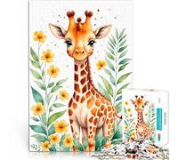 Puzzle pour Adultes 1000 pièces Aquarelle de Girafe Mignonne Compétition de Vitesse Manuelle Une œuvre d'art 75x50cm