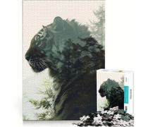 Puzzle pour Adultes 1000 pièces Arbre à Double Exposition Tigre Jeu de Construction améliore la mémoire idéal comme Cadeau pour Toute la Famille 50x75cm