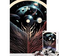 Puzzle pour Adultes 1000 pièces Arbre Abstrait dans l'espace Décoration intérieure Jeu de Construction Idée Cadeau Collection d'artistes Format Beaux-Arts 38x52cm