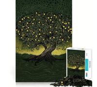 Puzzle pour Adultes 1000 pièces Arbre avec Olives étoilées Découpe précise Jeu d'art cognitif Jouet Détente Décoration Murale de Noël (50x75cm)