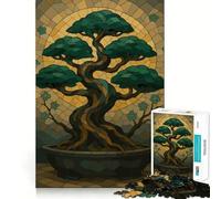 Puzzle pour Adultes 1000 pièces Arbre bonsaï Style vitrail Jeu de Construction Amusant et précis,idéal pour se détendre et s'amuser,Parfait pour Un Anniversaire (38x26cm)