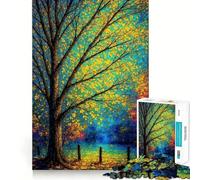 Puzzle pour Adultes 1000 pièces Arbre d'automne aux Feuilles Jaunes Jeu d'adresse et de réflexion Jeu Gratuit Scène de Noël (38x26cm)