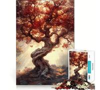 Puzzle pour Adultes 1000 pièces Arbre d'automne avec lumière du Soleil Découpe serrée Jeu de logique Amusant Détente Cadeau d'anniversaire pour l'esprit (50x75cm)