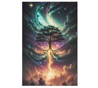 Puzzle pour Adultes 1000 Pièces Arbre de Vie Cosmique Puzzles en Bois Créatifs-Jeu Pratique -Décoration Familiale 78×53cm