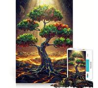 Puzzle pour Adultes 1000 pièces Arbre de Vie volcanique Découpe précise Jeu d'art cognitif Jouet de détente Décoration Murale de Noël (38x26cm)