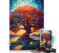 Puzzle pour Adultes 1000 pièces Arbre de Vie Yggdrasil Art de Bordure Précise Jeu d'adresse Créatif Jeu de Temps Confortable Décoration de Noël (38x52cm)
