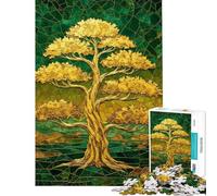 Puzzle pour Adultes 1000 pièces Arbre doré Mosaïque Puzzles pour Adolescents Vacances à la Maison Activités Amusantes à Faire à la Maison Jeu de défi Unique (Taille 38x26cm)