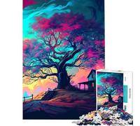 Puzzle pour Adultes 1000 pièces Arbre psychédélique Abstrait Difficile et Stimulant Décoration Murale pour Les 14 Ans et Plus (50x75cm)