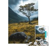 Puzzle pour Adultes 1000 pièces Arbre Solitaire dans Une vallée montagneuse Jeu Manuel pour Adultes Décoration intérieure Cadeau d'anniversaire Unique (Dimensions 50x75cm)